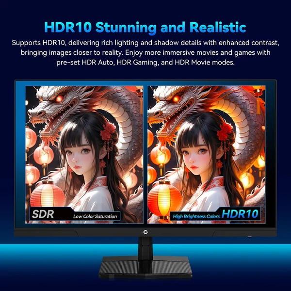 TITAN ARMY P27GR játékmonitor, 27", 2560x1440, 16:9, gyors IPS, 180Hz, 1ms, 99% sRGB, HDR10, Adaptive-Sync, PBP/PIP, alacsony kékfény, dönthető, VESA