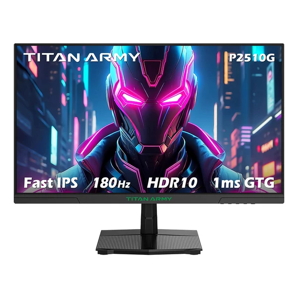 TITAN ARMY P2510G játékmonitor, 24,5", 1920x1080, FAST IPS, 180Hz, HDR10, 99% sRGB, 1ms GTG, Adaptive Sync, VESA, HDMI, DP, dönthető