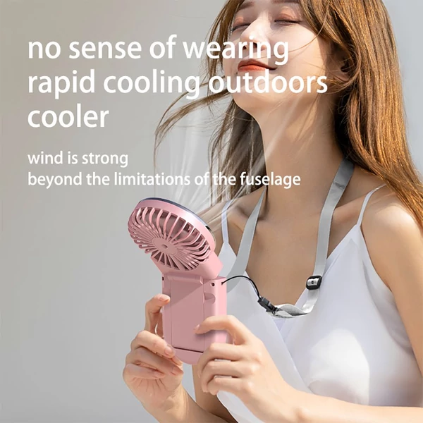 WT20 hordozható kézi ventilátor, 3 sebesség, digitális kijelző, 180°-ban állítható, 2000mAh, USB-s, powerbank, telefontartó – Fekete