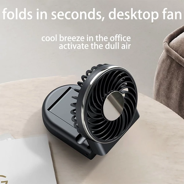 WT20 hordozható kézi ventilátor, 3 sebesség, digitális kijelző, 180°-ban állítható, 2000mAh, USB-s, powerbank, telefontartó – Fekete