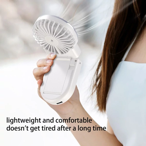 WT20 hordozható kézi ventilátor, 3 sebesség, digitális kijelző, 180°-ban állítható, 2000mAh, USB-s, powerbank, telefontartó – Pink
