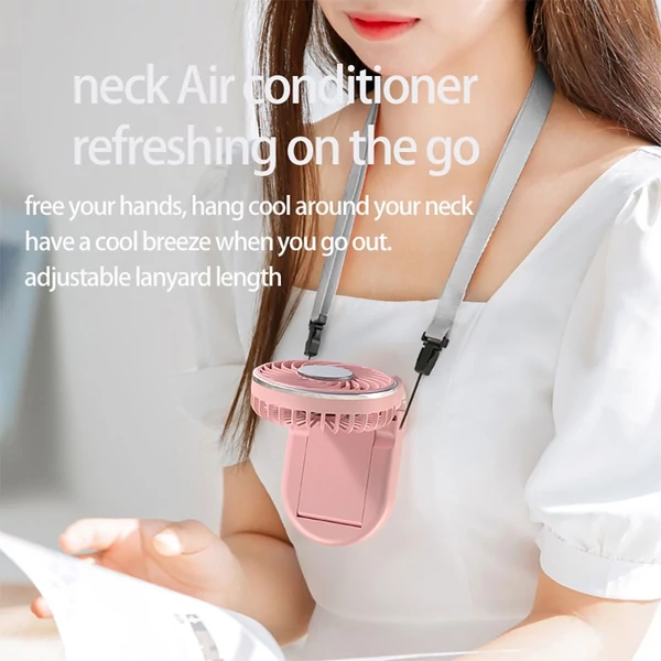 WT20 hordozható kézi ventilátor, 3 sebesség, digitális kijelző, 180°-ban állítható, 2000mAh, USB-s, powerbank, telefontartó – Pink