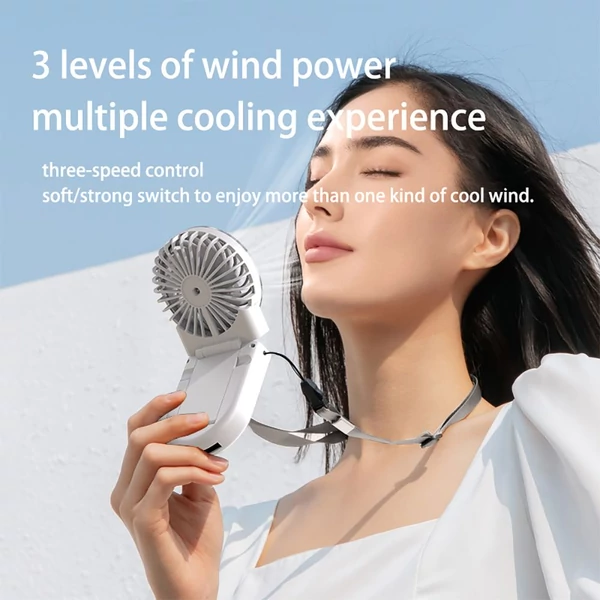 WT20 hordozható kézi ventilátor, 3 sebesség, digitális kijelző, 180°-ban állítható, 2000mAh, USB-s, powerbank, telefontartó – Pink