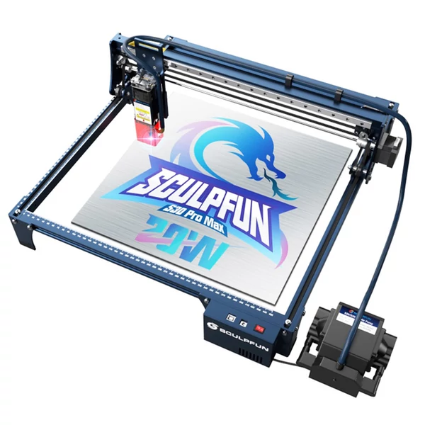SCULPFUN S30 Max 10W lézergravírozó és vágógép, automata levegőrásegítés, 410×400mm, bővíthető 935×905mm-re