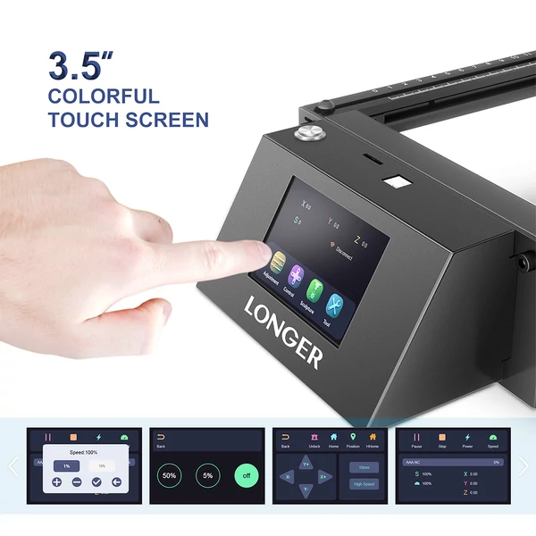 LONGER RAY5 5W lézergravírozó, 3,5" érintőkijelző, offline vésés, ultrafinom lézer, 32-bites vezérlő, bővíthető modul, Windows/MAC/Linux kompatibilis