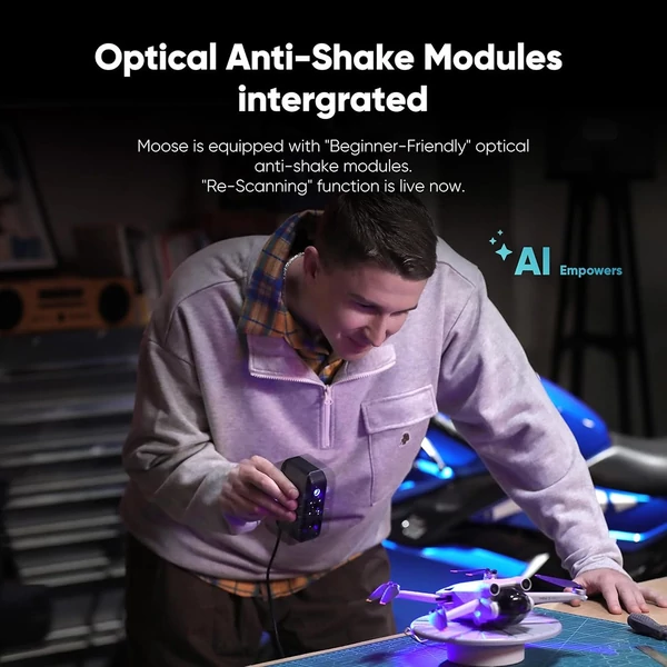 3DMakerpro Moose Lite 3D szkenner, NIR fényforrás, 0,05mm pontosság, 24-bites színes kamera, Windows/Mac kompatibilis - Premium