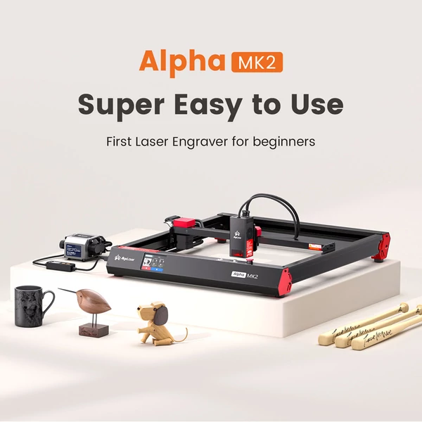 AlgoLaser Alpha MK2 20W lézer, okoskijelző, 20 000mm/perc, 20mm rétegelt lemez vágás, 5G WiFi, APP vezérlés, 7 biztonsági funkció, levegőasszisztens