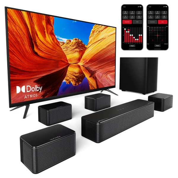 Ultimea Poseidon D80 7.1 csatornás soundbar mélynyomóval, Dolby Atmos, 460W, APP vezérlés, 10 sávos EQ, Bluetooth 5.3