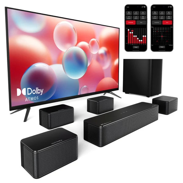 Ultimea Poseidon D80 7.1 csatornás soundbar mélynyomóval, Dolby Atmos, 460W, APP vezérlés, 10 sávos EQ, Bluetooth 5.3