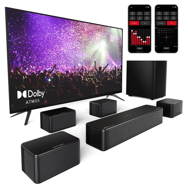 Ultimea Poseidon D80 7.1 csatornás soundbar mélynyomóval, Dolby Atmos, 460W, APP vezérlés, 10 sávos EQ, Bluetooth 5.3