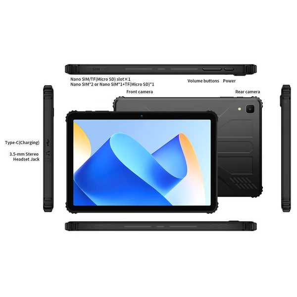 BMAX I10 S Pro strapabíró tablet, 10,1" 1920×1200 IPS, UNISOC T616, 14GB RAM, 128GB ROM, Android 14, 4G LTE, 10000mAh, GPS, 13+5MP kamera
