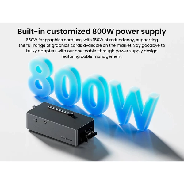AOOSTAR AG01 eGPU dokkoló Oculink porttal, beépített 800W táppal, TGX csere támogatással, hot-swap funkcióval