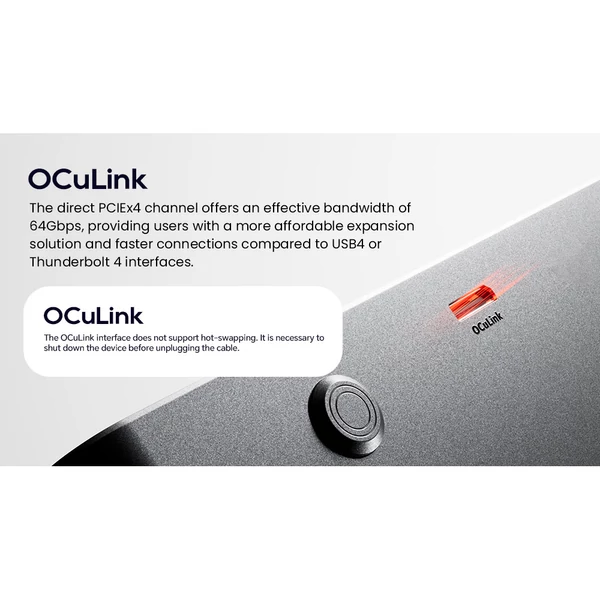 AOOSTAR AG01 eGPU dokkoló Oculink porttal, beépített 800W táppal, TGX csere támogatással, hot-swap funkcióval