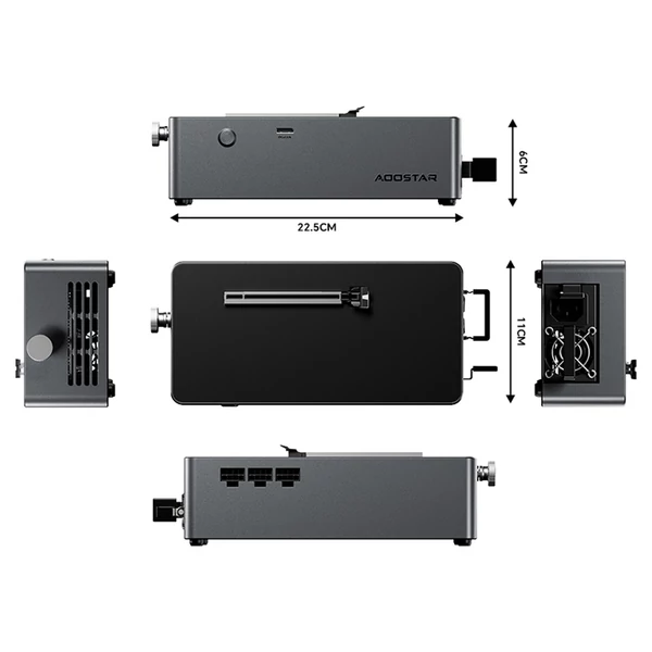 AOOSTAR AG01 eGPU dokkoló Oculink porttal, beépített 800W táppal, TGX csere támogatással, hot-swap funkcióval