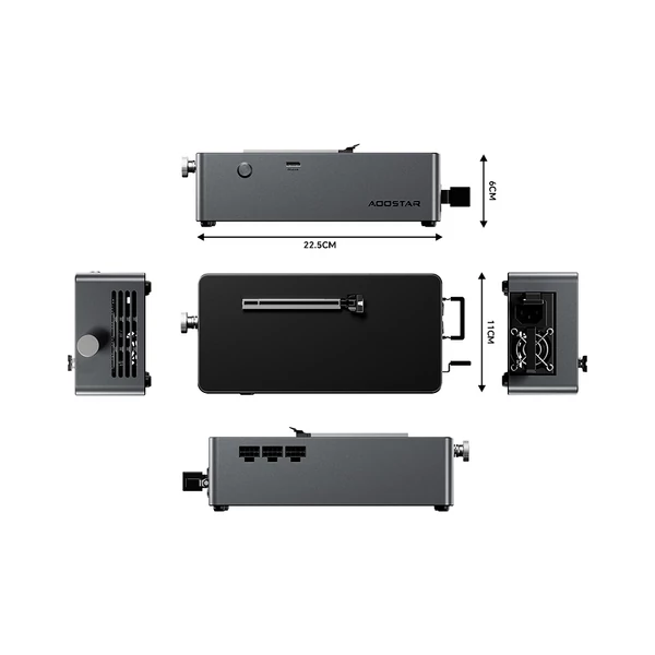 AOOSTAR AG01 eGPU dokkoló Oculink porttal, beépített 800W táppal, TGX csere támogatással, hot-swap funkcióval