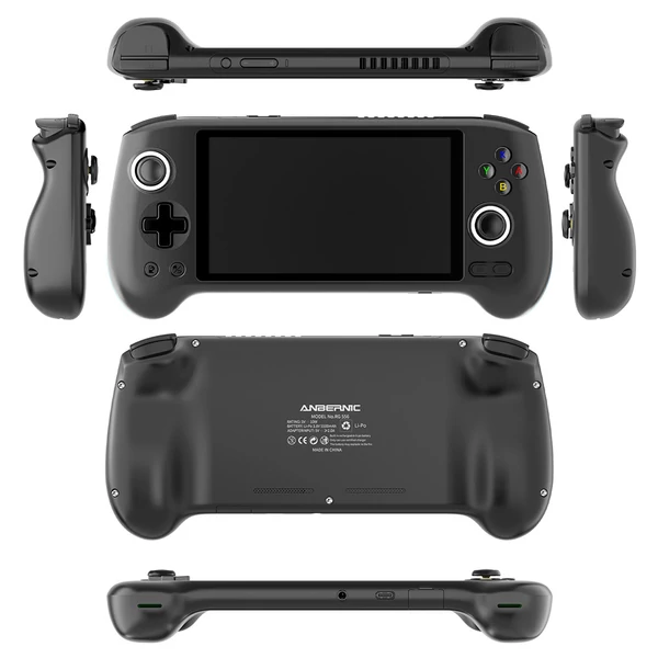 ANBERNIC RG556 játékkonzol 8714 játékkal, 8GB RAM, 128GB tárhely, Android 13, 5,48" AMOLED, WiFi, BT, 8 óra - Fekete, 128GB TF kártya