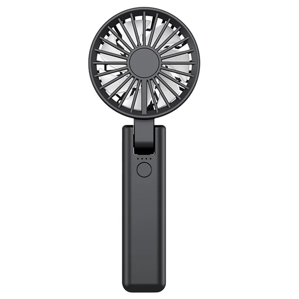 YL09 hordozható, újratölthető kézi ventilátor, 2000mAh, 180°-ban hajtható, dupla lapát, 4 fokozat - Fekete
