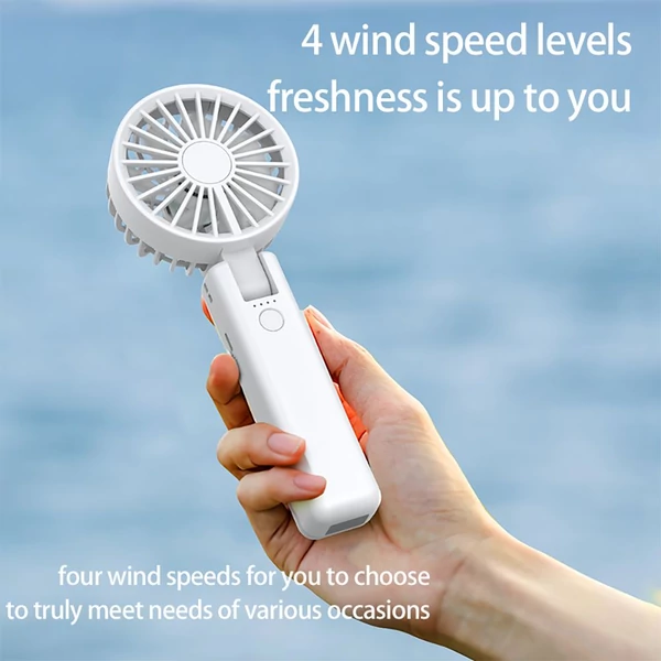 YL09 hordozható, újratölthető kézi ventilátor, 2000mAh, 180°-ban hajtható, dupla lapát, 4 fokozat - Pink