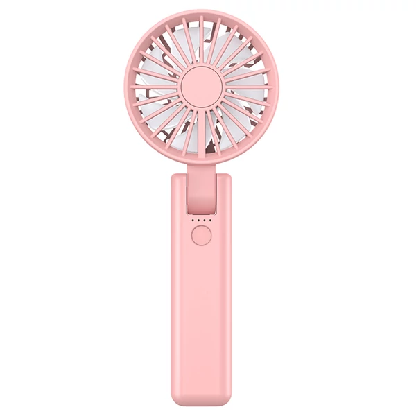 YL09 hordozható, újratölthető kézi ventilátor, 2000mAh, 180°-ban hajtható, dupla lapát, 4 fokozat - Pink