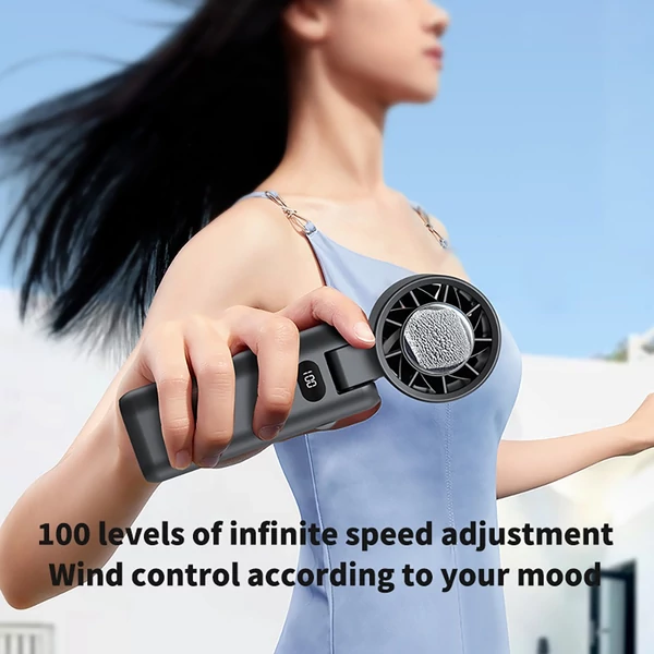 WT21 hordozható kézi ventilátor, 3600mAh akkumulátor, nagy sebességű motor, 180°-ban hajtható, LED kijelző, 100 fokozat - Fehér