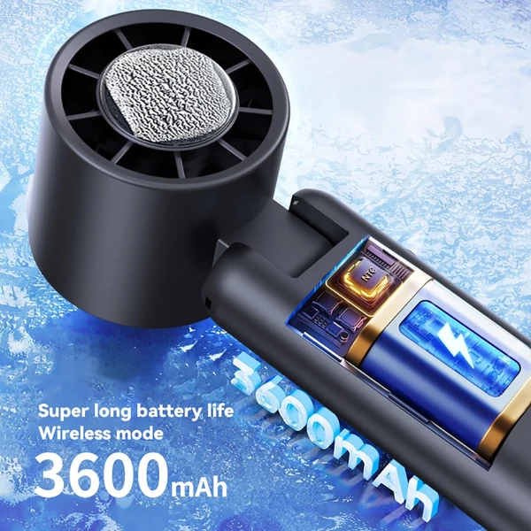 WT21 hordozható kézi ventilátor, 3600mAh akkumulátor, nagy sebességű motor, 180°-ban hajtható, LED kijelző, 100 fokozat - Fehér