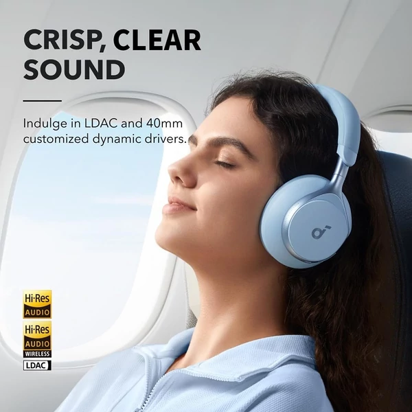 Anker Soundcore Space One ANC fejhallgató, app vezérlés, 40/55 óra üzemidő, Bluetooth 5.3 - Kék