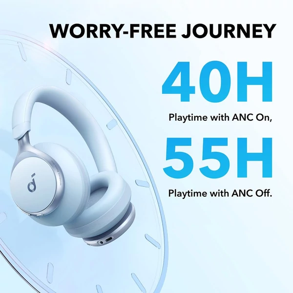 Anker Soundcore Space One ANC fejhallgató, app vezérlés, 40/55 óra üzemidő, Bluetooth 5.3 - Kék