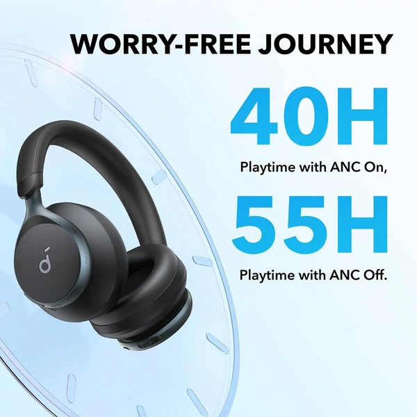 Anker Soundcore Space One ANC fejhallgató, app vezérlés, 40/55 óra üzemidő, Bluetooth 5.3 - Fekete