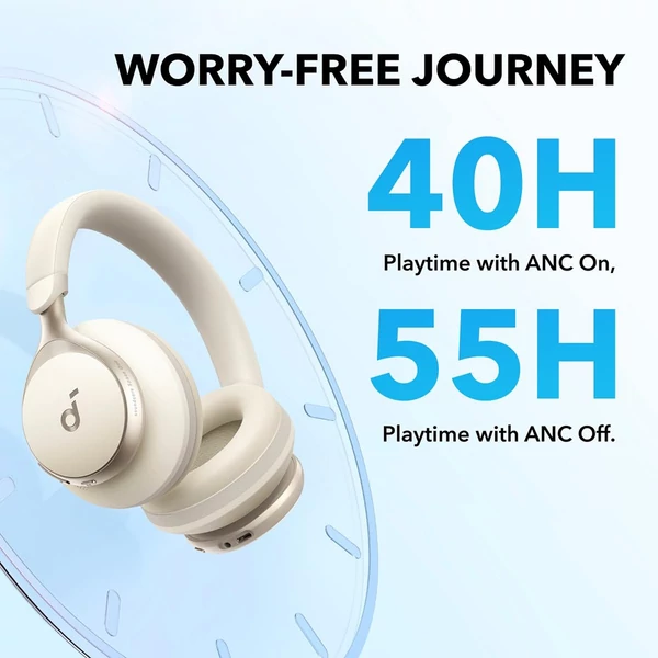 Anker Soundcore Space One ANC fejhallgató, app vezérlés, 40/55 óra üzemidő, Bluetooth 5.3 - Fehér