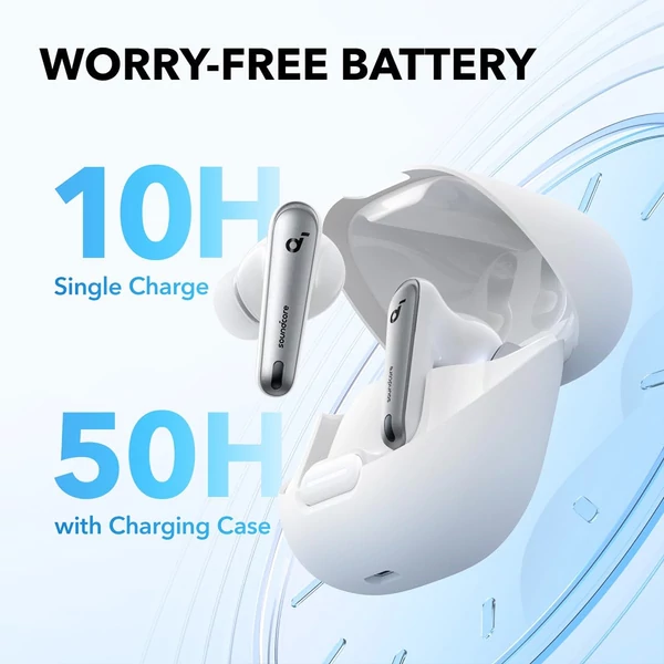 Anker Soundcore Liberty 4 NC fülhallgató, TWS, Adaptív ANC 2.0, Bluetooth 5.3, IPX4, Gyors töltés - Fehér