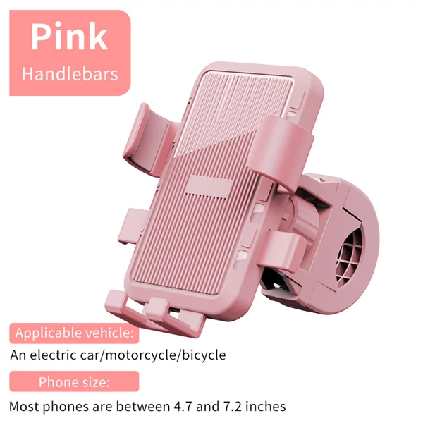 M5 telefontartó elektromos kerékpárokhoz, motorkerékpárokhoz, 4,7–7,2" telefonokhoz, kormányra - Pink