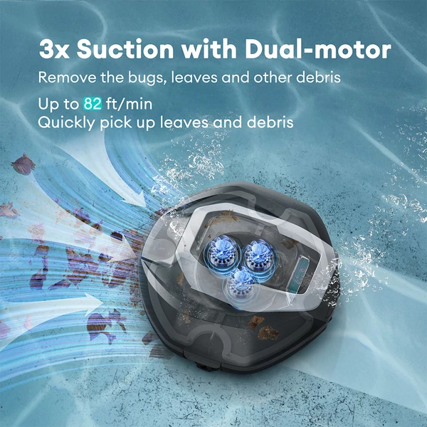 Ultenic Pooleco 10s robotikus medencetisztító, 90 perc üzemidő, app/távirányító, 5200mAh, 3 motor, max. 79 m²