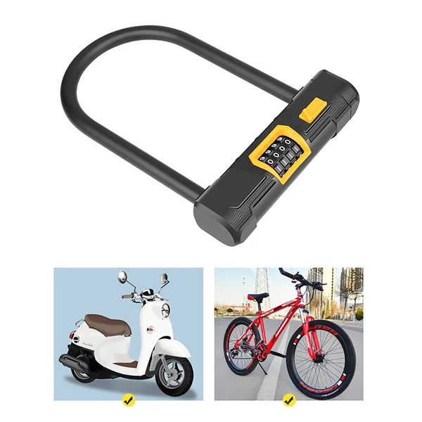 Kerékpár U-lakat, lopásgátló, erős, jelszavas zár, ötvözetből, biciklihez, motorhoz, rollerhez
