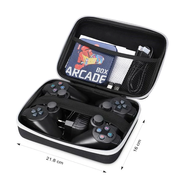 ARCADE BOX 64GB retro játékkonzol, Android TV box, 33 000+ klasszikus játék, 50+ emulátor, 2 vezeték nélküli kontroller