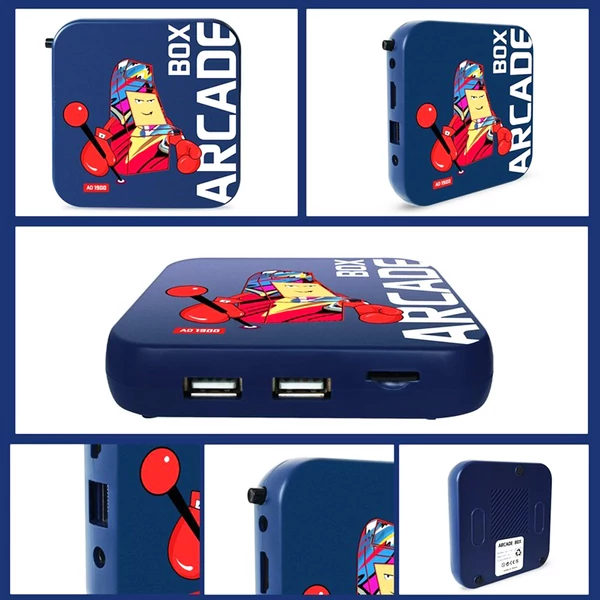 ARCADE BOX 64GB retro játékkonzol, Android TV box, 33 000+ klasszikus játék, 50+ emulátor, 2 vezeték nélküli kontroller