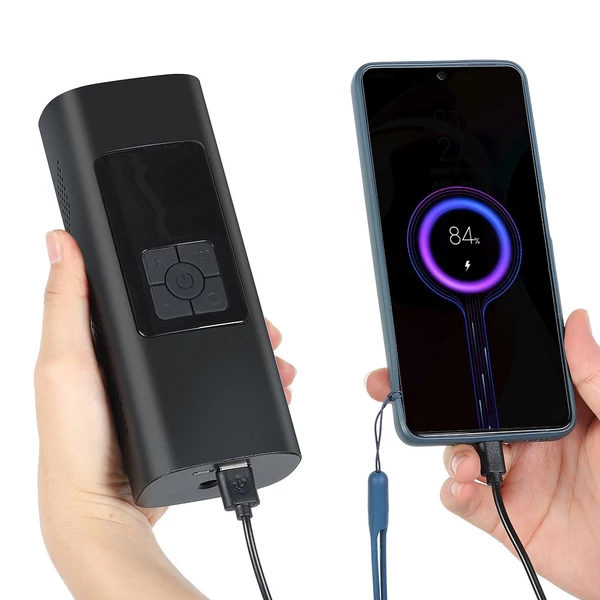 Vezeték nélküli újratölthető légszivattyú 60W, 20L/perc légáram, 6000mAh akkumulátor, telefon töltő, power bank, okos kijelző, pontos felfújás