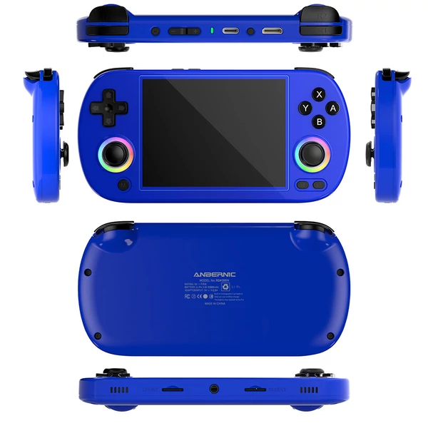 ANBERNIC RG40XX H retro játékkonzol RGB fénnyel, 32GB+64GB kártya, 5000+ játék, 1GB RAM, 640×480 IPS, 3200mAh, 6 óra, Linux, 5G WiFi, Bluetooth - Kék