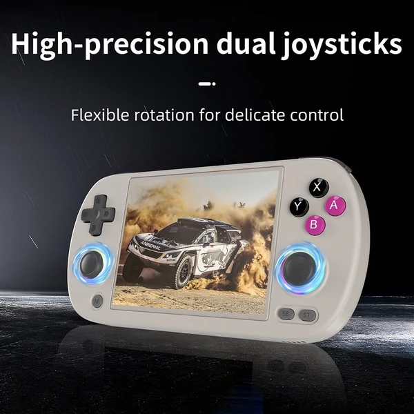 ANBERNIC RG40XX H retro játékkonzol RGB fénnyel, 32GB+64GB kártya, 5000+ játék, 1GB RAM, 640×480 IPS, 3200mAh, 6 óra, Linux, 5G WiFi, Bluetooth - Szürke