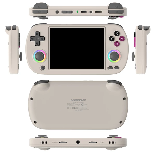 ANBERNIC RG40XX H retro játékkonzol RGB fénnyel, 32GB+256GB kártya, 5000+ játék, 1GB RAM, 640×480 IPS, 3200mAh, 6 óra, Linux, 5G WiFi, Bluetooth - Szürke