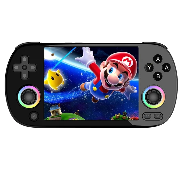 ANBERNIC RG40XX H retro játékkonzol RGB fénnyel, 32GB+64GB kártya, 5000+ játék, 1GB RAM, 640×480 IPS, 3200mAh, 6 óra, Linux, 5G WiFi, Bluetooth - Fekete