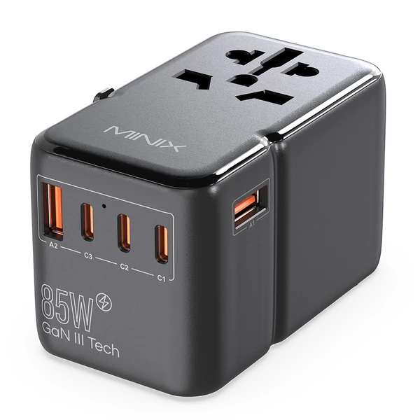 MINIX TP85 85W univerzális utazóadapter, 3 USB-C, 2 USB-A