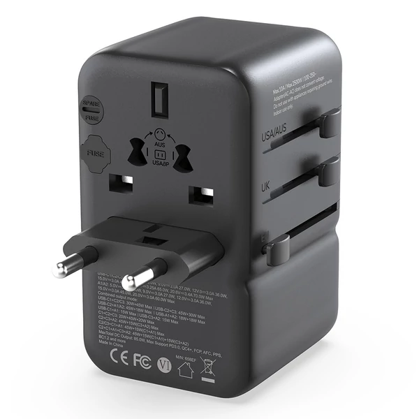 MINIX TP85 85W univerzális utazóadapter, 3 USB-C, 2 USB-A