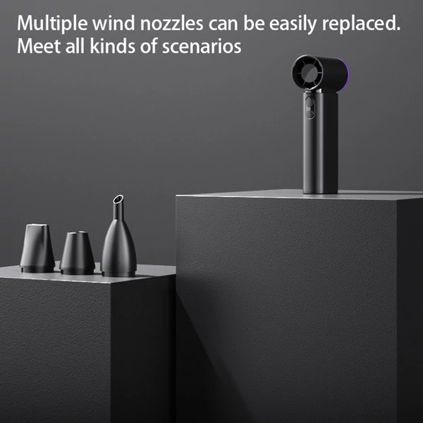 GY01 Hurrikán nagysebességű kézi ventilátor, 4 fokozat, 30 m/s erős szél, 90 000RPM motor, 2000mAh - Fekete