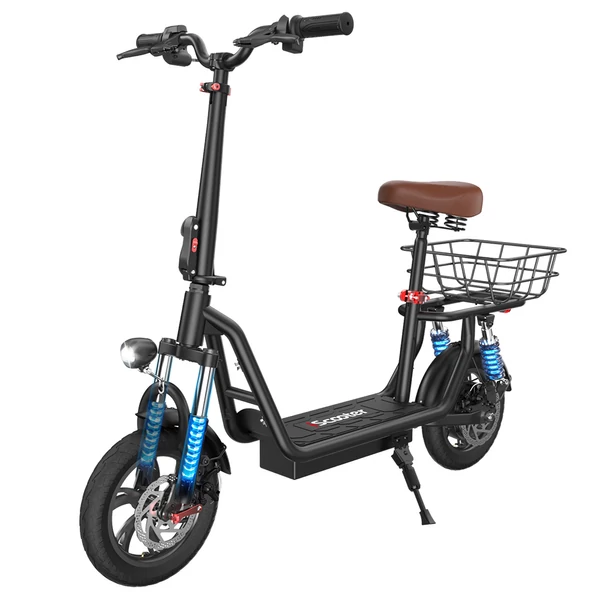 iScooter i12 elektromos roller üléssel, hátsó kosárral, 500W motor, 36V 7,5Ah, 12" gumi, 35km hatótáv