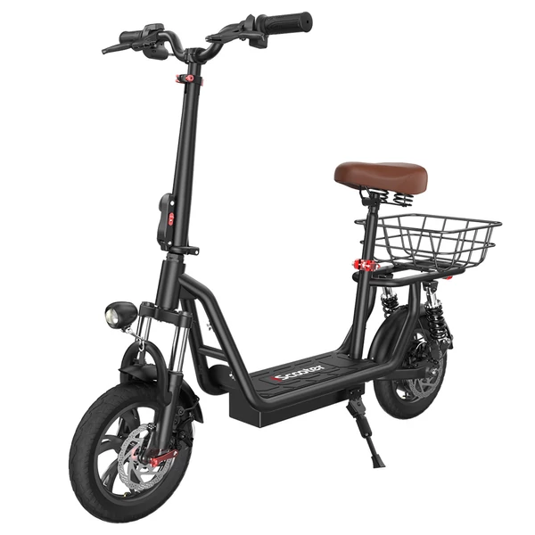 iScooter i12 elektromos roller üléssel, hátsó kosárral, 500W motor, 36V 7,5Ah, 12" gumi, 35km hatótáv