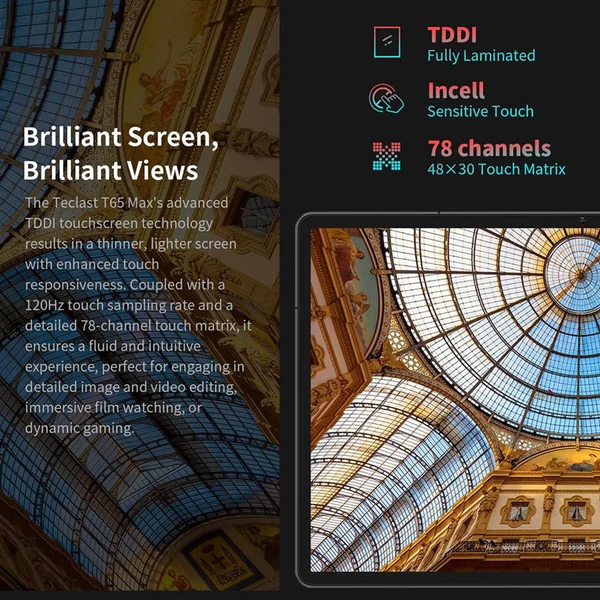 Teclast T65 Max tablet, 13" IPS (1920×1200), Helio G99, 8+12GB RAM, 256GB, Android 14, 8/13MP kamera, 10000mAh, 18W gyorstöltés, WiFi, BT, GPS, arcfelismerés