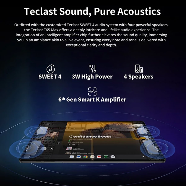 Teclast T65 Max tablet, 13" IPS (1920×1200), Helio G99, 8+12GB RAM, 256GB, Android 14, 8/13MP kamera, 10000mAh, 18W gyorstöltés, WiFi, BT, GPS, arcfelismerés
