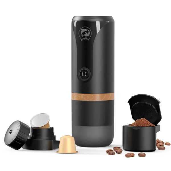 Cafilas YJ04 hordozható eszpresszógép készlet, forró-hideg kávéfőző, 120 ml víztartály, Nespresso kapszula/őrölt kávé támogatás