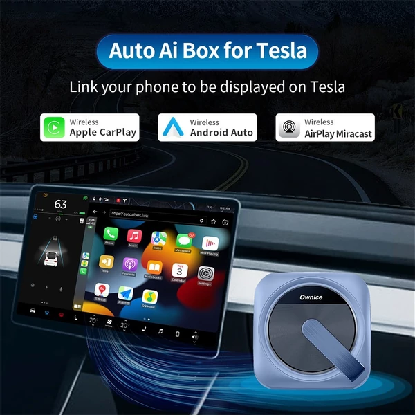 Ownice T3 Vezeték nélküli Ai Box Teslához, dupla WiFi, CarPlay / AirPlay / Android Auto / MiraCast támogatás – Kék