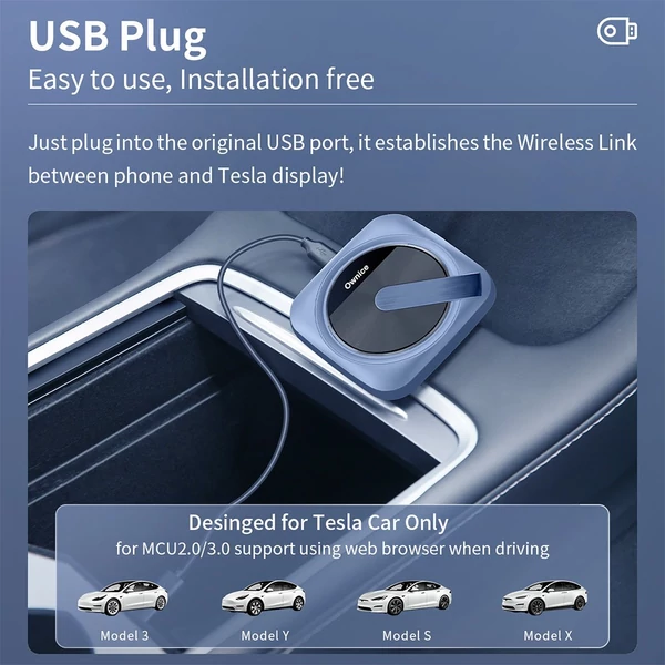 Ownice T3 Vezeték nélküli Ai Box Teslához, dupla WiFi, CarPlay / AirPlay / Android Auto / MiraCast támogatás – Kék